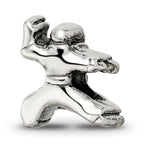 Sterling Silver 925 Karate Person Bead Antiqued Solid Themed Design