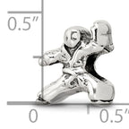 Sterling Silver 925 Karate Person Bead Antiqued Solid Themed Design