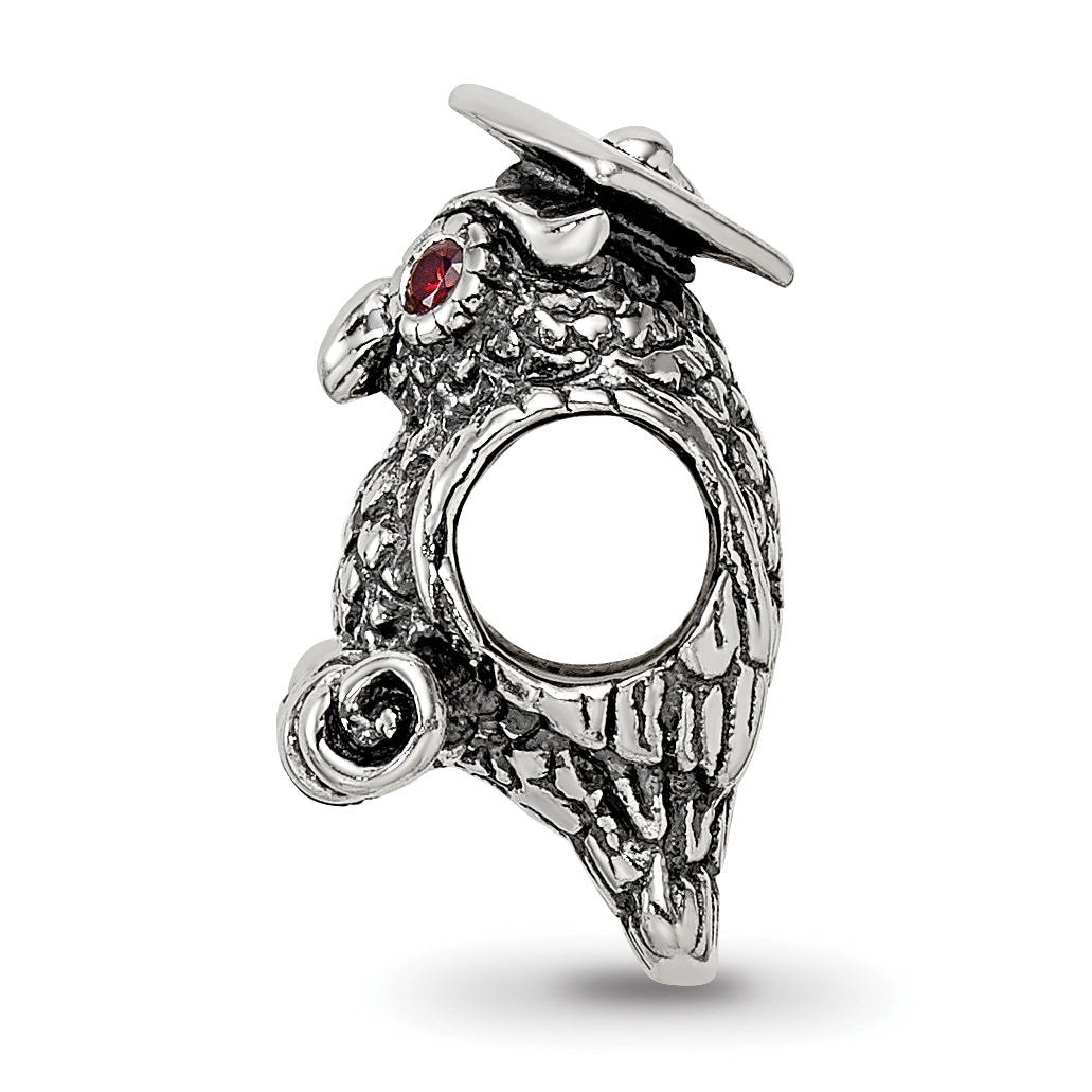 Sterling Silver 925 Antiqued Wise Owl Bead Solid Casted Charm Secondary image