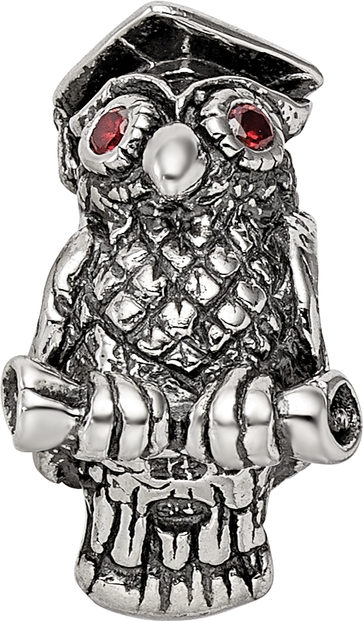 Sterling Silver 925 Antiqued Wise Owl Bead Solid Casted Charm