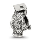 Sterling Silver 925 Antiqued Wise Owl Bead Solid Casted Charm