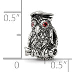 Sterling Silver 925 Antiqued Wise Owl Bead Solid Casted Charm