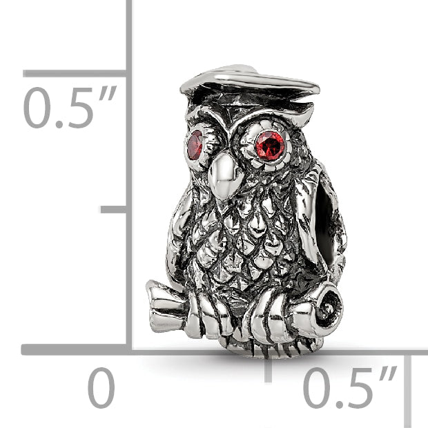 Sterling Silver 925 Antiqued Wise Owl Bead Solid Casted Charm