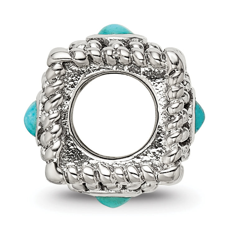 Sophia Jewelers Sterling Silver 4-Stone Turquoise Antiqued Bead