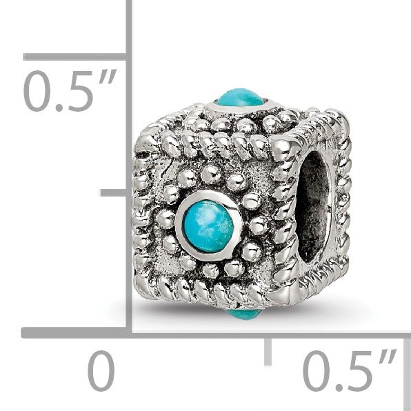 Sophia Jewelers Sterling Silver 4-Stone Turquoise Antiqued Bead
