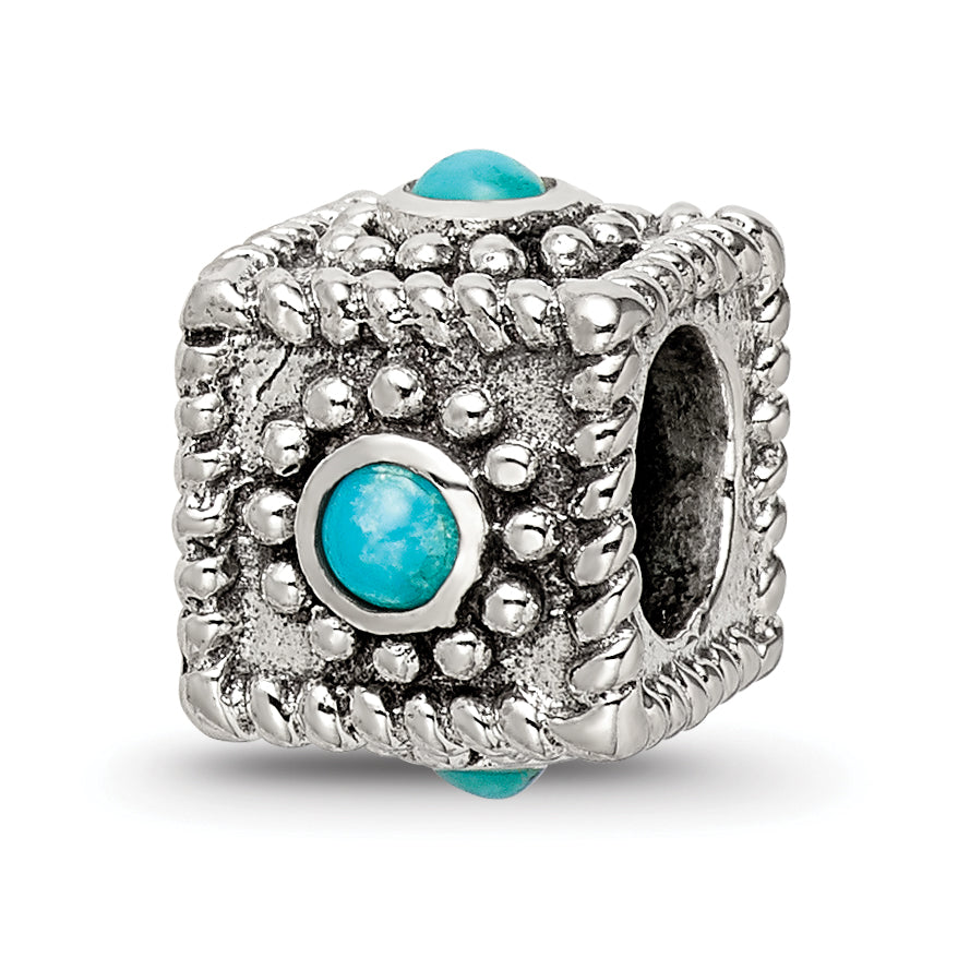 Sterling Silver Reflections Square 4 Stone Turquoise Bead Main image