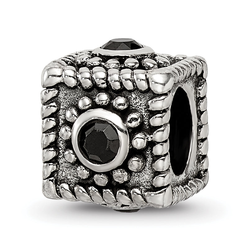 Sterling Silver Reflections Square 4 CZ Bead Main image