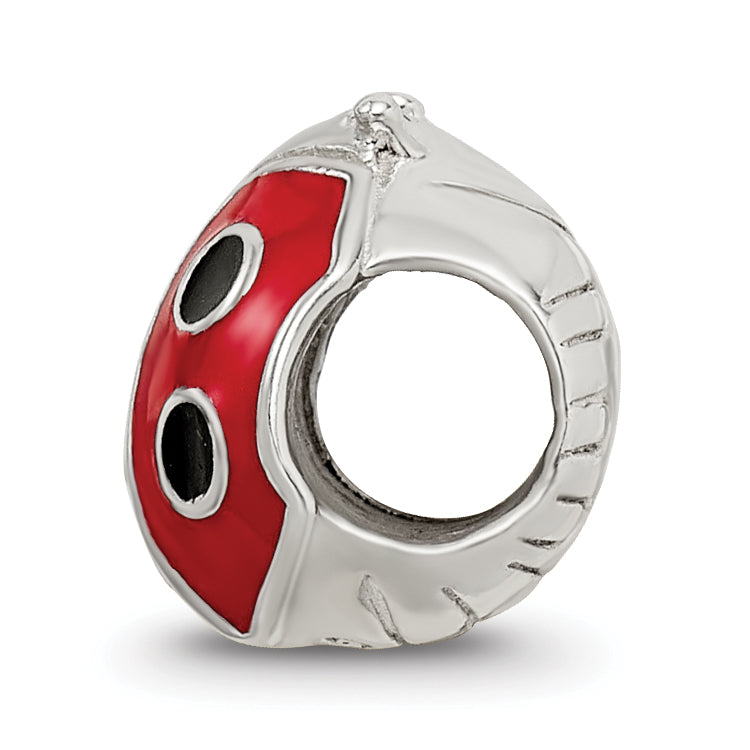 Sterling Silver 925 Enameled Ladybug Bead with Preciosa Crystal Charm Secondary image