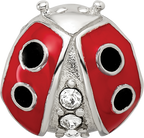 Sterling Silver 925 Enameled Ladybug Bead with Preciosa Crystal Charm