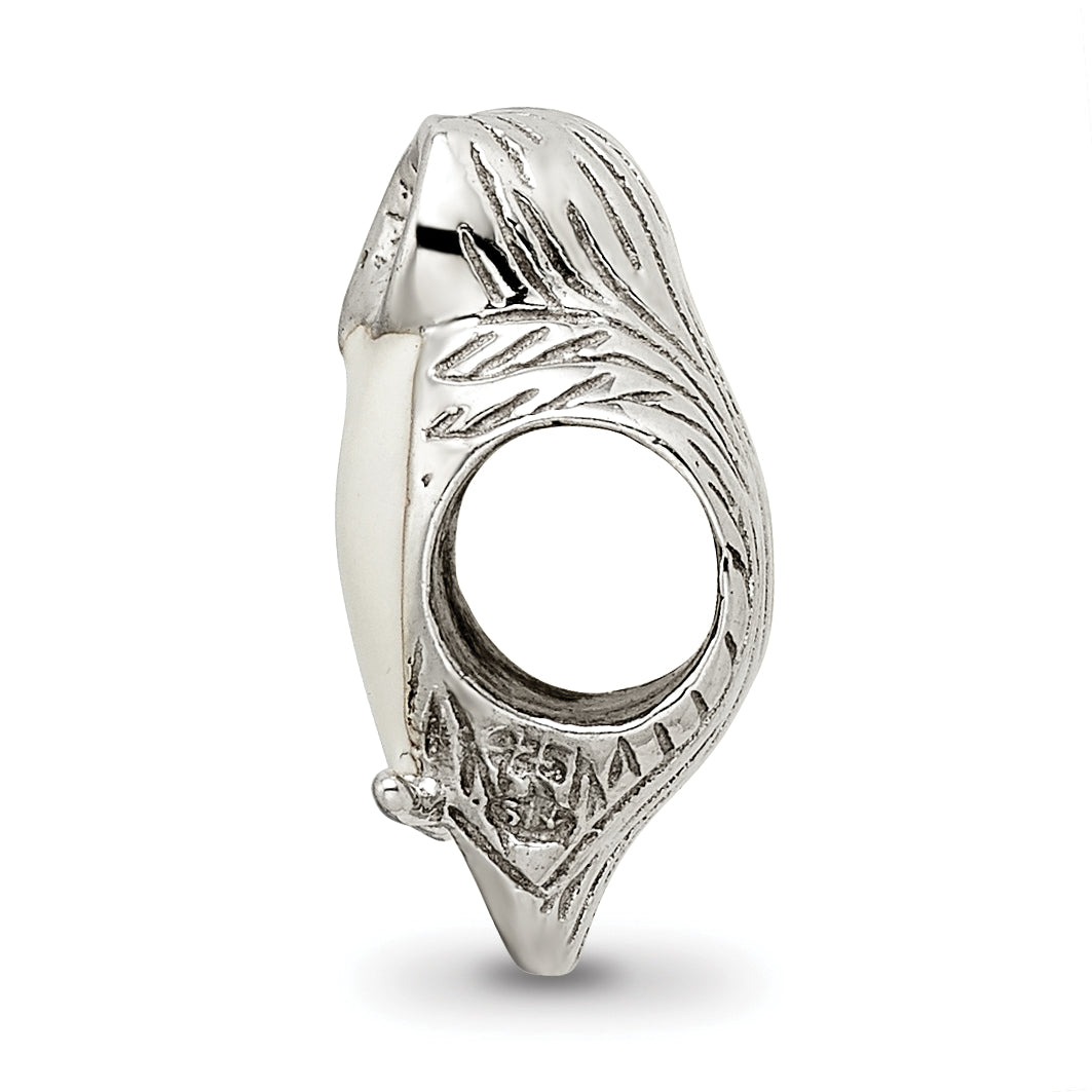 Sterling Silver 925 Wise Owl Bead with Enameled Accents Vintage-Inspired Design Secondary image