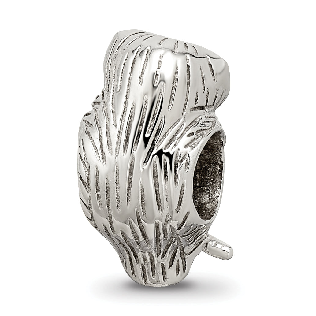 Sterling Silver 925 Wise Owl Bead with Enameled Accents Vintage-Inspired Design