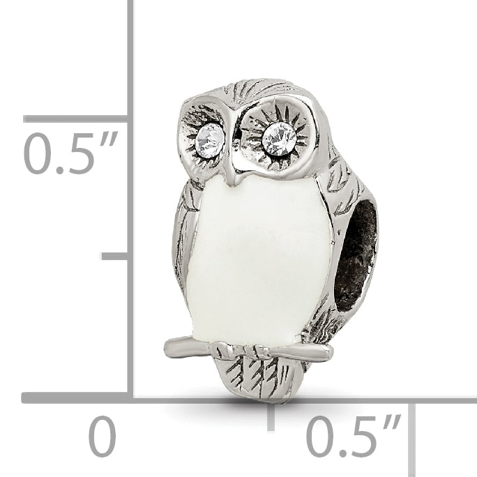 Sterling Silver 925 Wise Owl Bead with Enameled Accents Vintage-Inspired Design