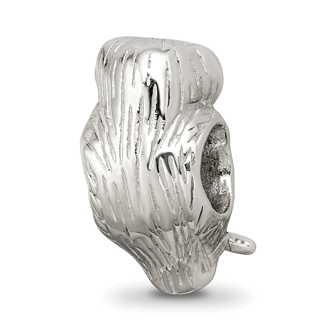 Sterling Silver 925 Wise Owl Enameled Bead with Antiqued Finish