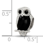 Sterling Silver 925 Wise Owl Enameled Bead with Antiqued Finish