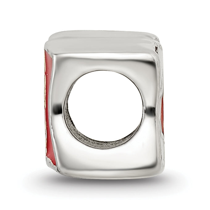 Sterling Silver 925 Canada Flag Bead with Enameled Finish Solid