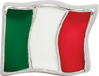 Sterling Silver 925 Italy Flag Bead with Antiqued Finish Solid Themed Design