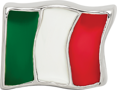 Sterling Silver 925 Italy Flag Bead with Antiqued Finish Solid Themed Design