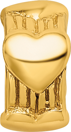Sterling Silver Gold-Plated Heart Bead with Polished Finish Elegant Charm