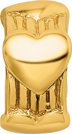 Sterling Silver Gold-Plated Heart Bead with Polished Finish Elegant Charm