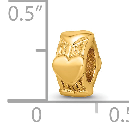 Sterling Silver Gold-Plated Heart Bead with Polished Finish Elegant Charm
