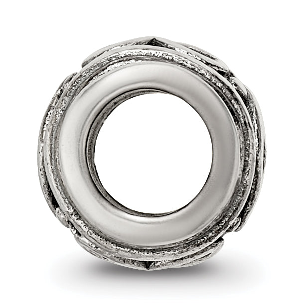 Sterling Silver 925 Heart Bead with Antiqued Finish Solid Secondary image