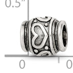 Sterling Silver 925 Heart Bead with Antiqued Finish Solid
