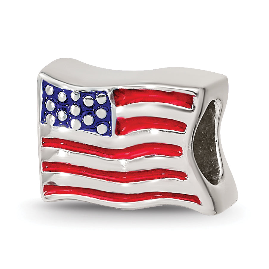 Sterling Silver Reflections Enameled USA Flag Bead Main image