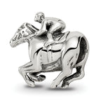 Sterling Silver 925 Race Horse Bead with Antiqued Finish, Solid and Casted Design