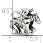 Sterling Silver 925 Race Horse Bead with Antiqued Finish, Solid and Casted Design