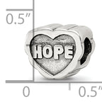 Sterling Silver 925 Hope Heart Bead with Antiqued Finish