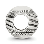 Sterling Silver USA Flag Baseball Bead with Antiqued Finish Solid