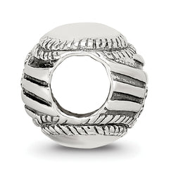 Sterling Silver USA Flag Baseball Bead with Antiqued Finish Solid