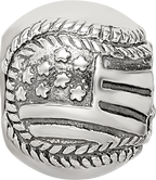 Sterling Silver USA Flag Baseball Bead with Antiqued Finish Solid