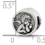 Sterling Silver 925 Angel Bead with Antiqued Finish Solid and Themed Design