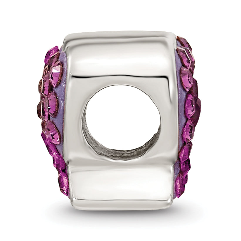 Sterling Silver 925 Crystal Butterfly Bead with Purple Preciosa Stone, Antiqued Finish