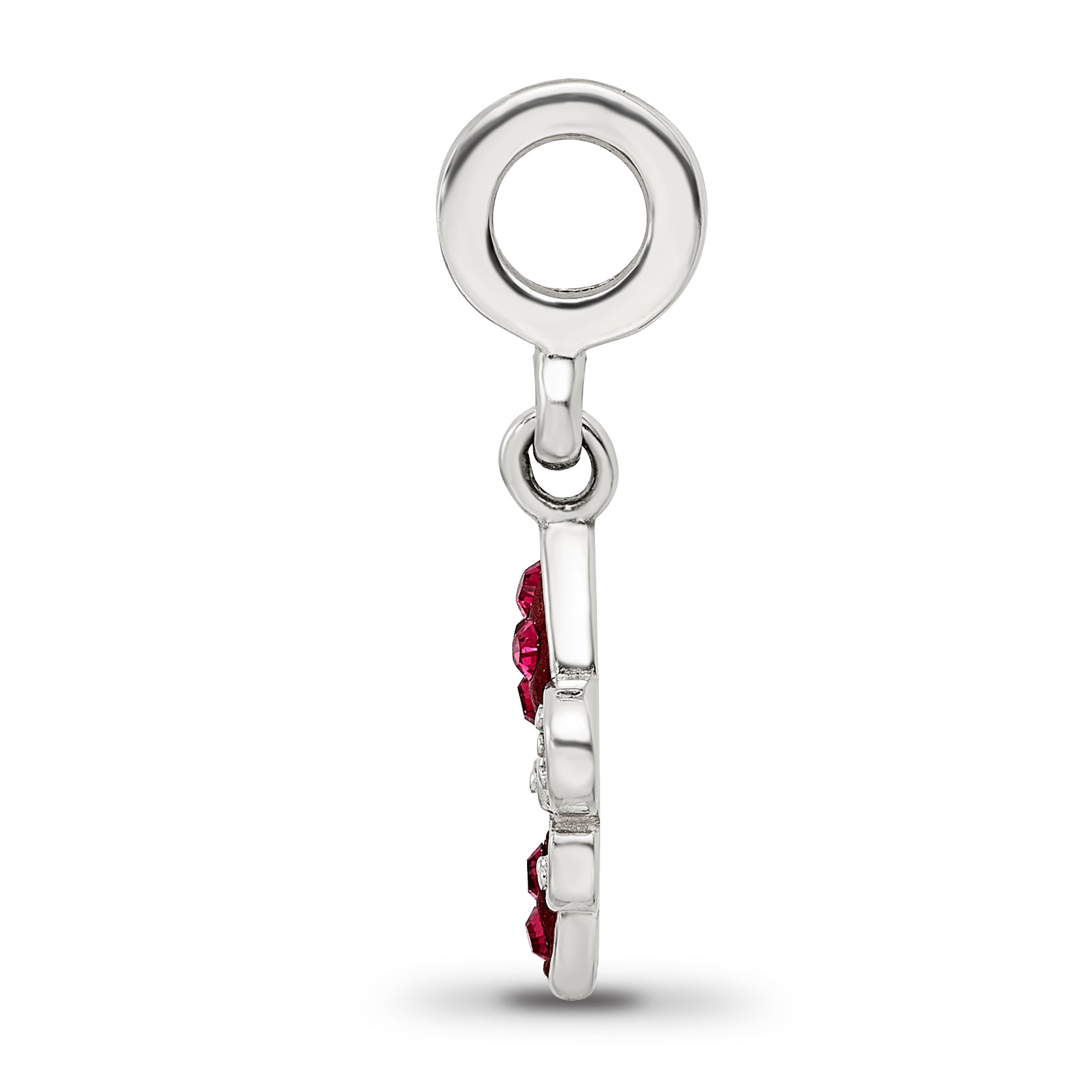 Sterling Silver 925 Fleur De Lis Dangle Bead with Red Preciosa Crystal Secondary image