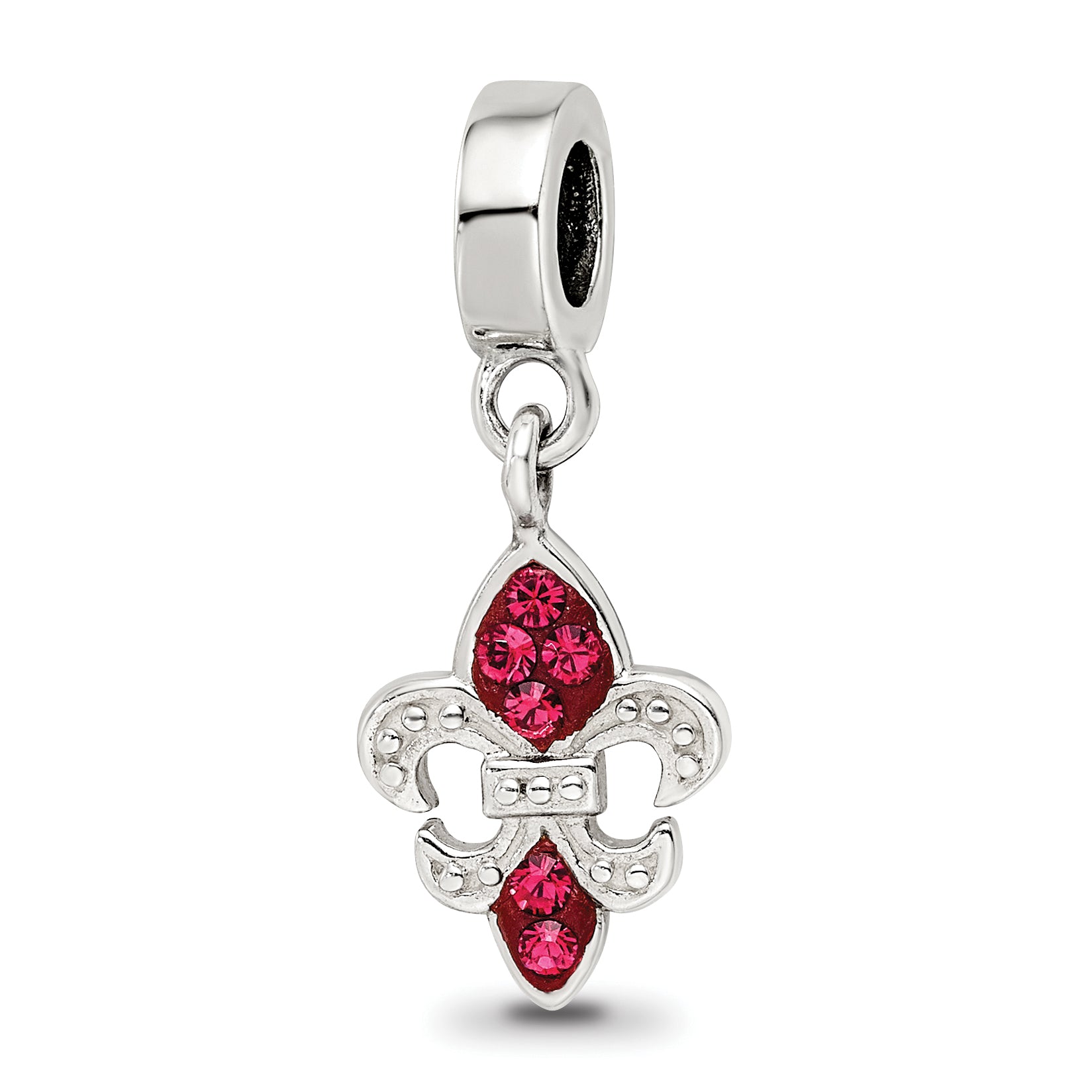 Sterling Silver Reflections Red Preciosa Crystal Fleur De Lis Dangle Bead Main image