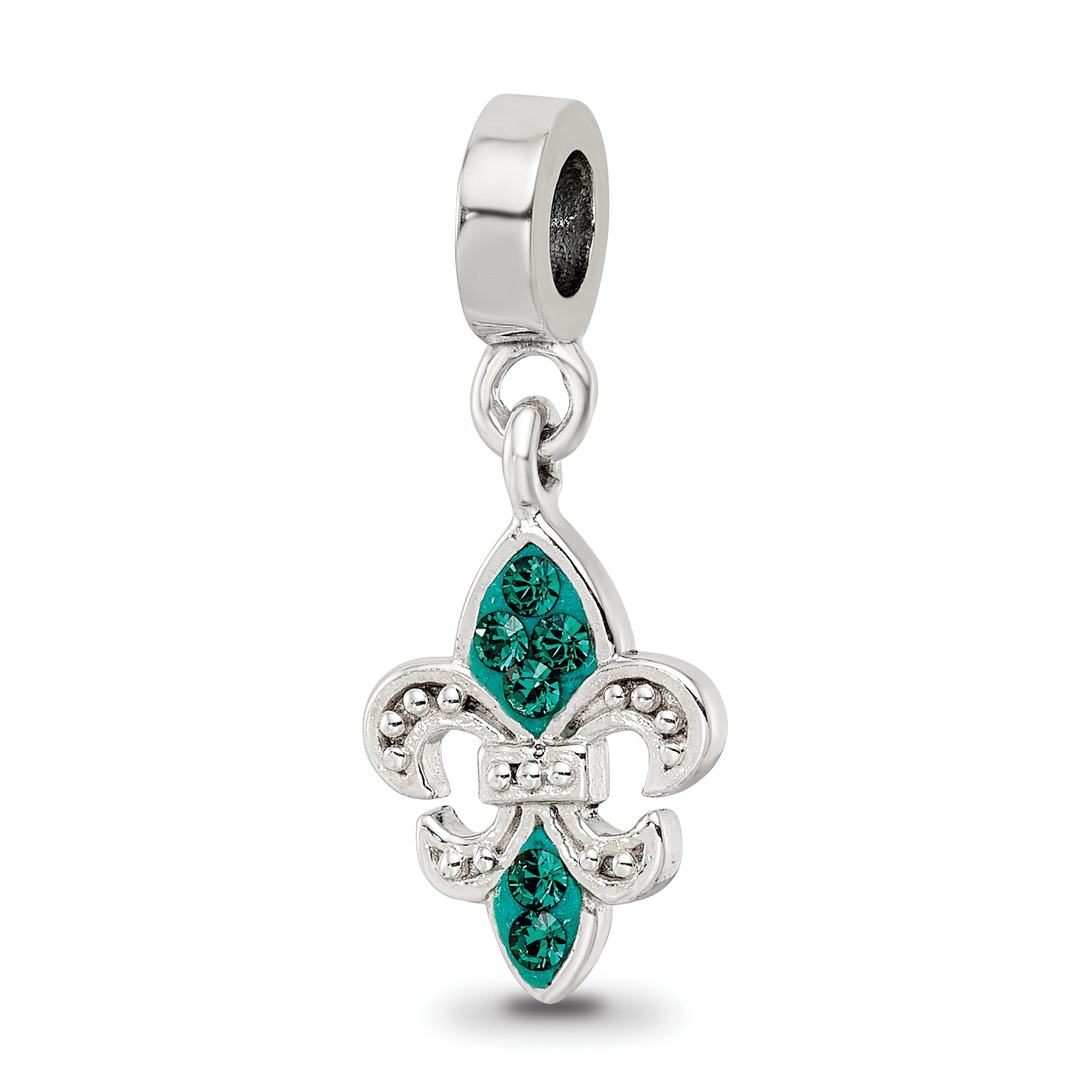Sterling Silver Reflections Green Preciosa Crystal Fleur De Lis Dangle Bead Main image