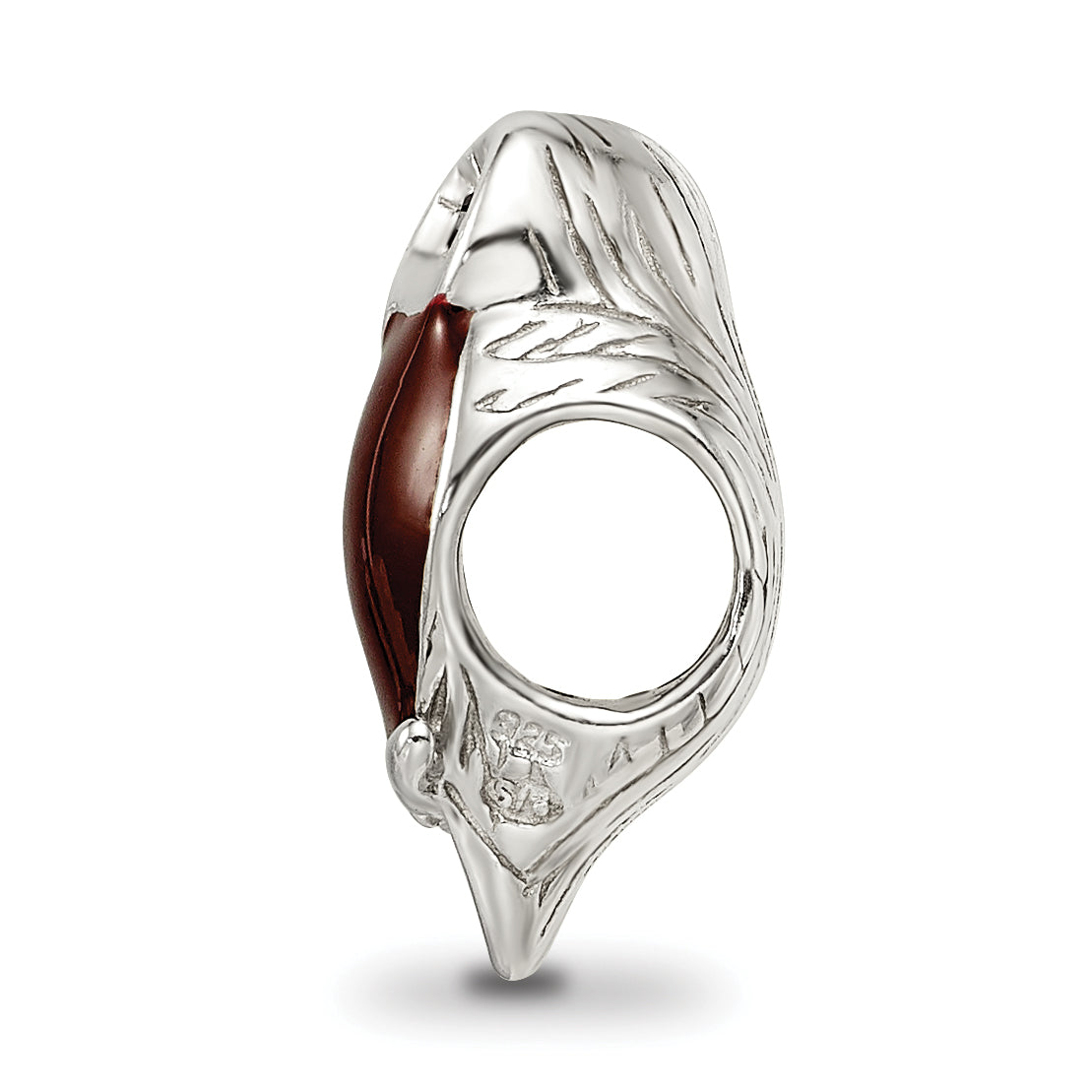 Sterling Silver 925 Wise Owl Bead with Brown Enamel Antiqued Finish Secondary image