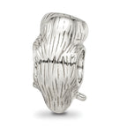 Sterling Silver 925 Wise Owl Bead with Brown Enamel Antiqued Finish