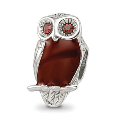 Sterling Silver Reflections Brown Enameled Wise Owl Bead