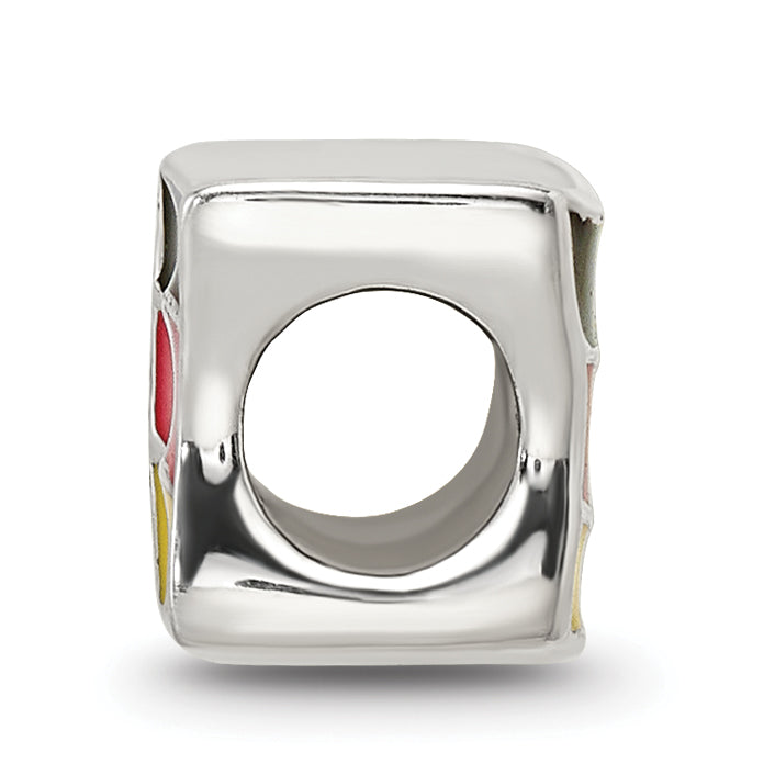 Sterling Silver 925 Germany Flag Bead with Enameled Finish
