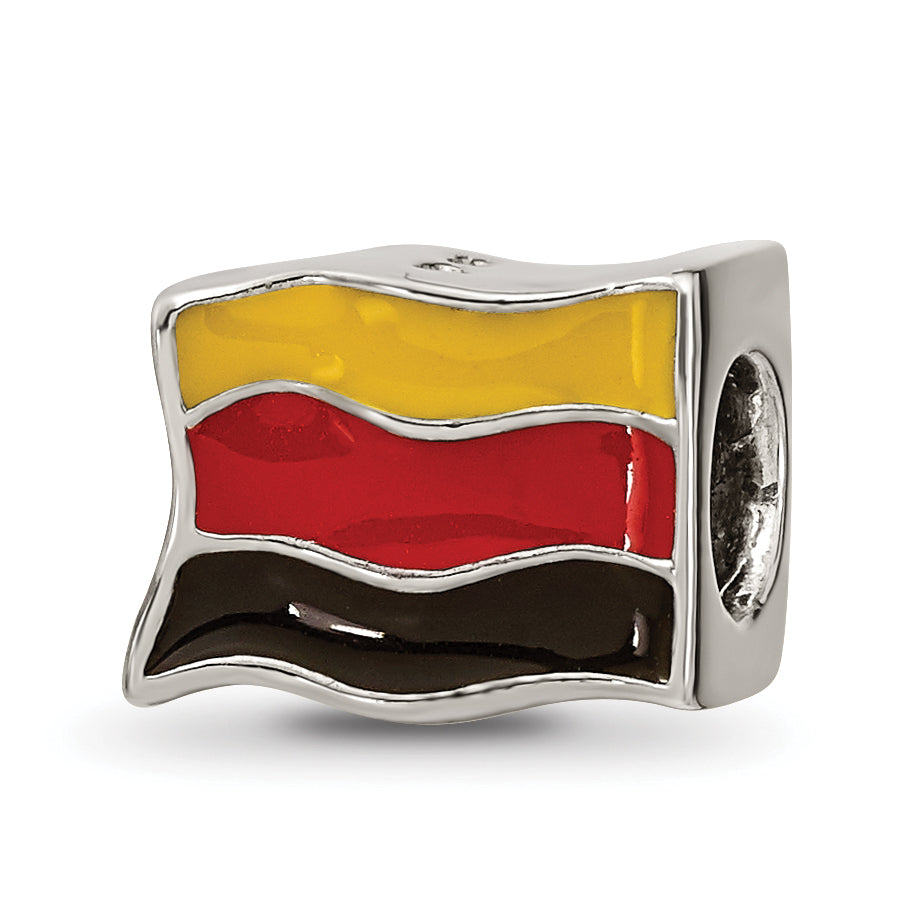 Sterling Silver 925 Germany Flag Bead with Enameled Finish