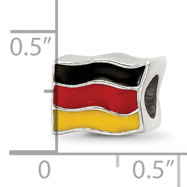Sterling Silver 925 Germany Flag Bead with Enameled Finish