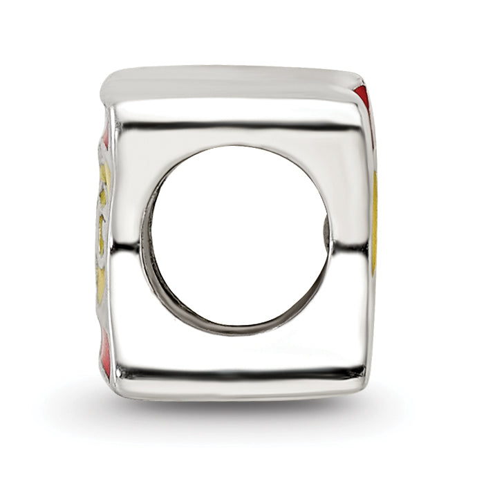 Sterling Silver Reflections Enameled Spanish Flag Bead