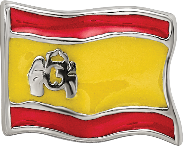 Sterling Silver Reflections Enameled Spanish Flag Bead