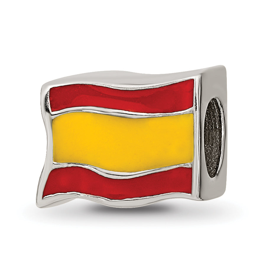 Sterling Silver Reflections Enameled Spanish Flag Bead