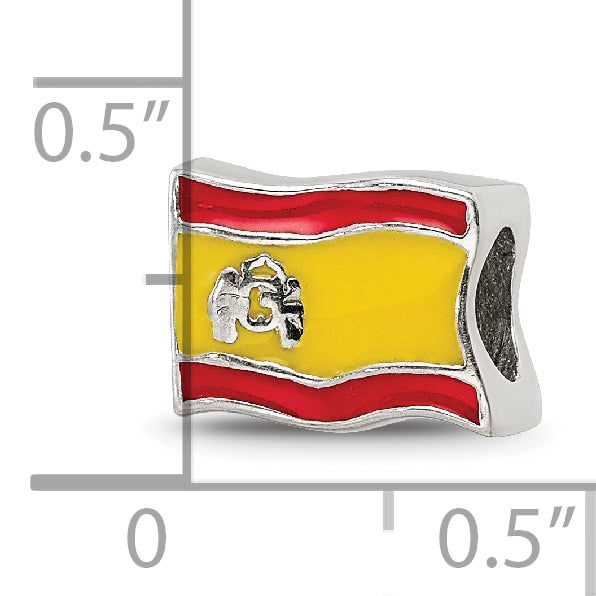 Sterling Silver Reflections Enameled Spanish Flag Bead