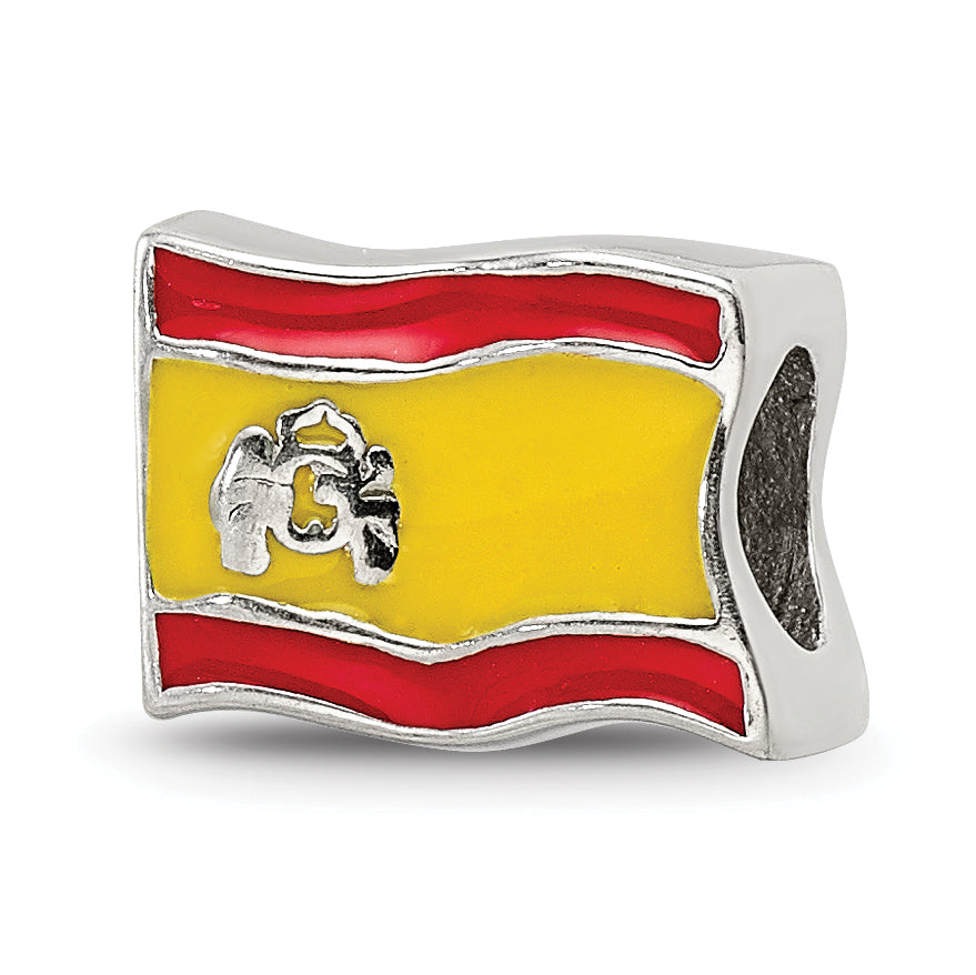 Sterling Silver Reflections Enameled Spanish Flag Bead
