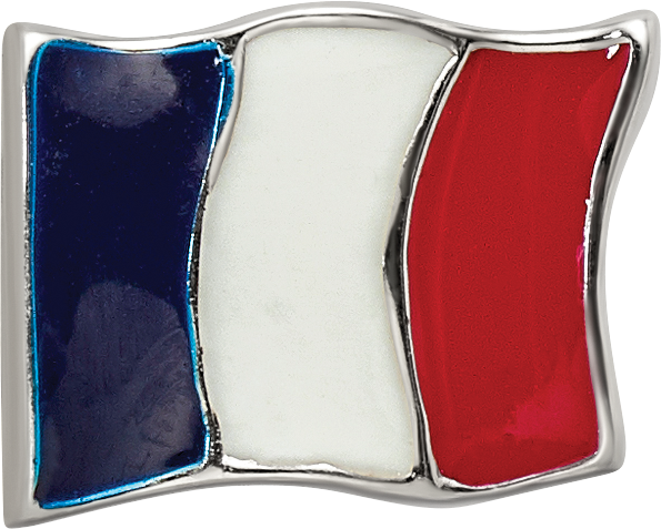 Sterling Silver 925 France Flag Enameled Bead with Antiqued Finish